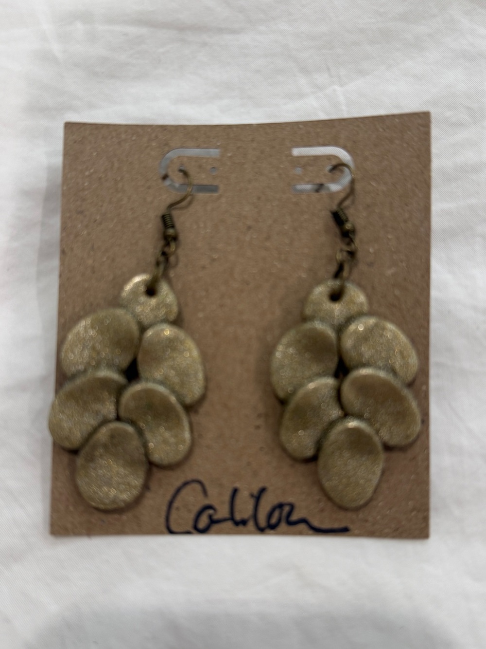 Gold Disc Cluster Drop Earrings by